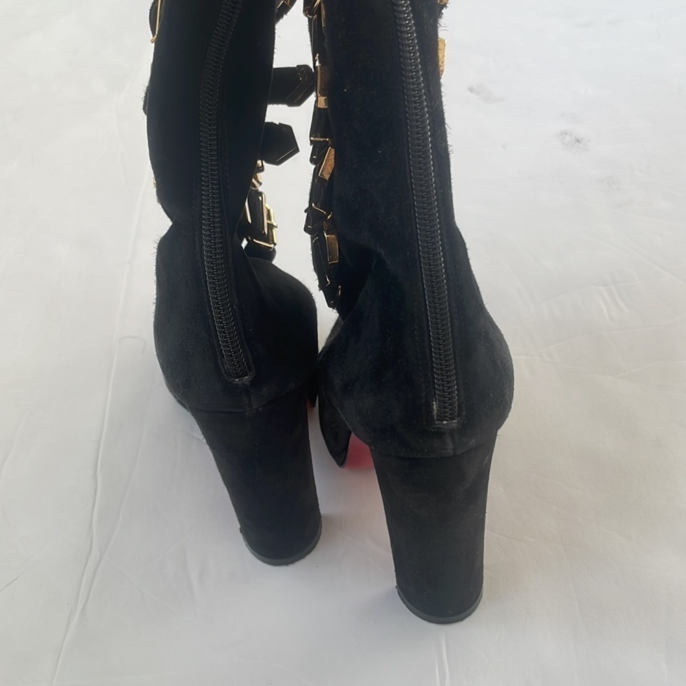 Christian Louboutin Black Suede leather Lady Trop tall boots 37.5 - Picture 3 of 7